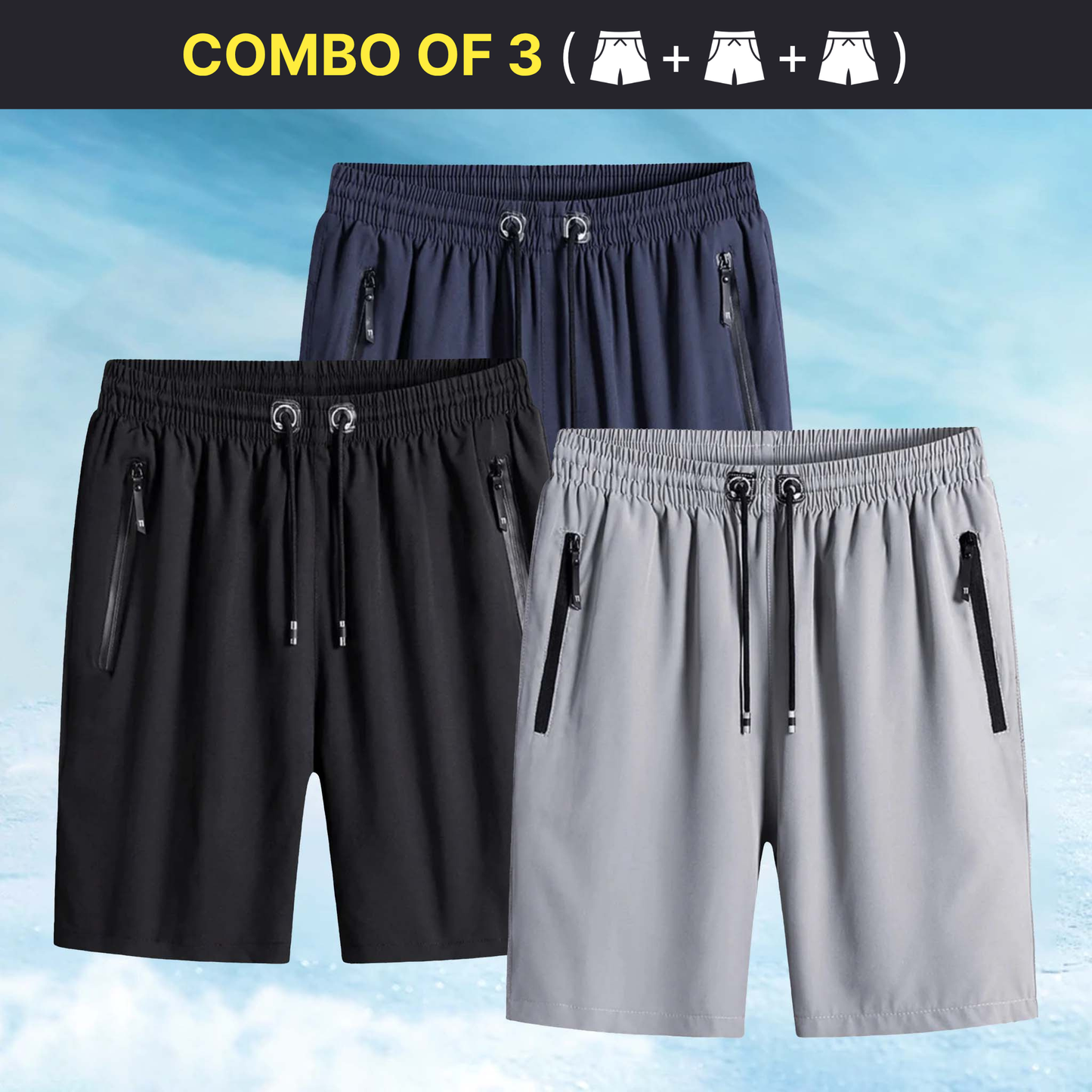 Men's Cotton Polyester Shorts - Combo of 3